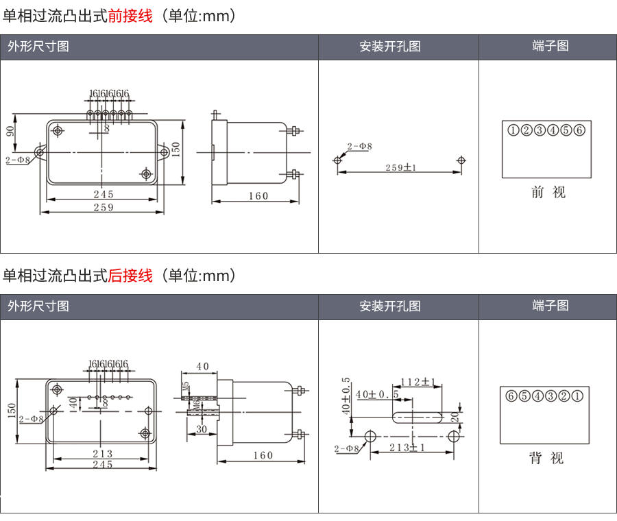 JL-8D/2X112A3凸出式固定安裝結(jié)構(gòu)外形尺寸