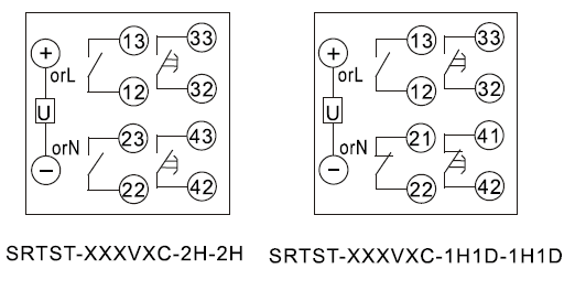 SRTST-110VAC-2H-2H-A內(nèi)部接線圖